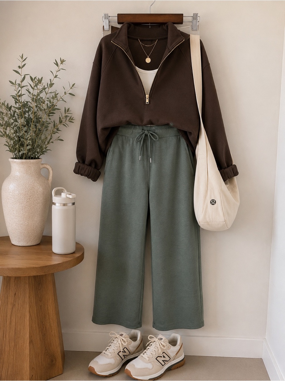Member's Mark | Sandwash Crop Pants | Olive Green | Drawstring | Large
